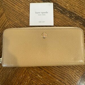 kate spade Cream Leather Zip-Around Wallet